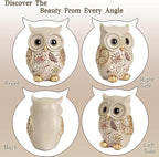 Owl Statue for Home Decor Accents - Boho Decor for Rooms, Bookshelf, Office Table and Living Rooms, Vintage Cute Figurines for Bird Lovers Owl Gifts