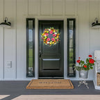 Artificial Spring Summer Wreaths for Front Door 22'' Peony Wreath Colorful Floral Wreath with Peony,Daisy,Poppy Flower Lavender for Indoor Outdoor Farmhouse Home Wall Window Festival Decoration