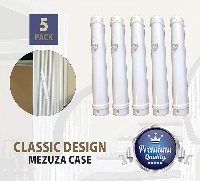 SUPER STAM MEZUZAH CASE Holder (shidell) בית מזוזה Plastic Semiround Silver shin Waterproof Rubber Cork lot of 5 (White, 15)