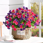Waipfaru Artificial Flowers for Outdoors, 24 Bundles Faux Plants Outdoor, UV Resistant Artificial Plants Outdoor, Silk Petunias Fake Flowers for Outside Home Decor Planter Porch Decoration, Mix Color