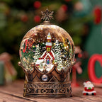 Christmas Snow Globe Lantern Water Glittering Churche Crown with Music, USB Lined/Battery Operated Lighted Lantern for Christmas Festival Decoration Gifts