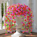 2PCS Artificial Hanging Flowers, 132 Violet and Eucalyptus Vines Fake Hanging Plants for Wall Home Room Garden Artificial Flowers for Decoration