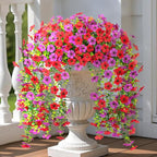 2PCS Artificial Hanging Flowers, 132 Violet and Eucalyptus Vines Fake Hanging Plants for Wall Home Room Garden Artificial Flowers for Decoration