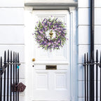 Sggvecsy Purple Daisy Wreath 24 Inch Spring Summer Wreath with Fake Silk Floral Green Eucalyptus Leaves and Lavender for Front Door Window Wall Wedding Farmhouse Festival Decor