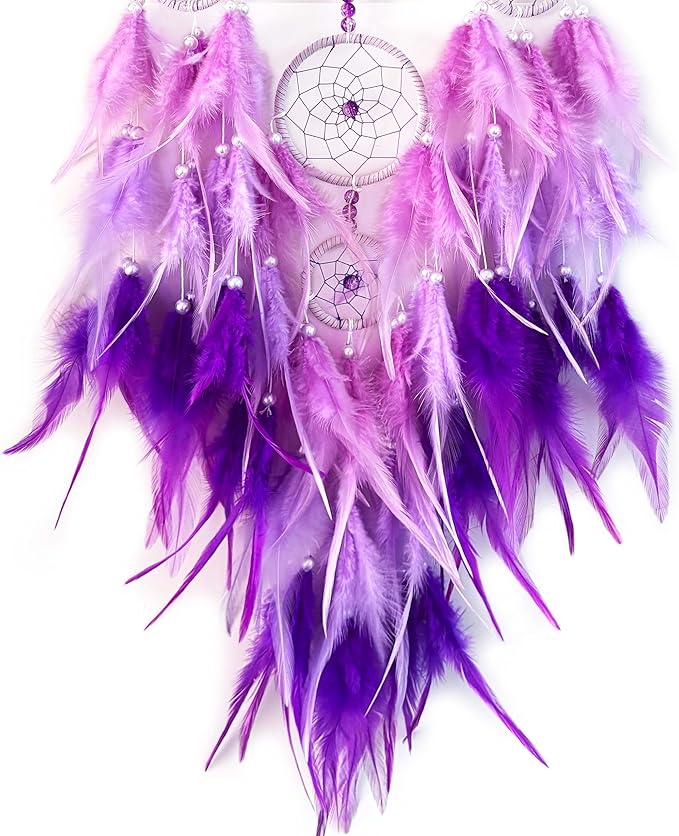 Dream Catchers,Dream Catchers for Adults,Purple Dream Catcher,Dream Catcher for Girls,Purple Crystal Tree Life,Chakra Gemstone Agate Stone,Home Ornaments Craft Gift