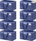 HomeHacks Moving Bags, Extra Large Size Moving Boxes, Heavy Duty Luggage Bags with Smooth Zipper and Sturdy Handles, Large Capacity & Easy Loading Storage Totes for Space Saver 100L, 8-Pack, Blue