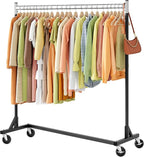 Hoctieon Z Rack, Rolling Clothes Racks with Z-Base, Heavy Duty Garment Rack, Clothing Racks for Hanging Clothes, Sturdy Metal Hanging Holder, Clothes Organizer Rack, Chrome