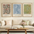 Large Framed William Morris Wall Art Set of 3, Vintage Green Botanical Floral Canvas Prints, Retro Classic Natural Pattern Paintings for Living Room, Bedroom, Dining Room, Hallway, Office Decor, Total Size 30x60 In