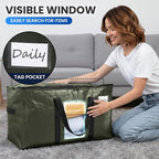TAILI 6 Pack Green Extra Large Moving Bags, Heavy Duty Totes with Visible Window, Wrap Around Handles, Space-Saving Storage, Alternative to Moving Boxes
