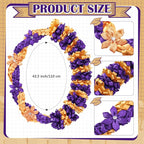 Canlierr Graduation Leis Class of 2026 Grad Ribbon Leis Double Braided Necklace Hawaiian Flower Garland with Heart Kukui Nut for Man Woman Graduation Party Supplies