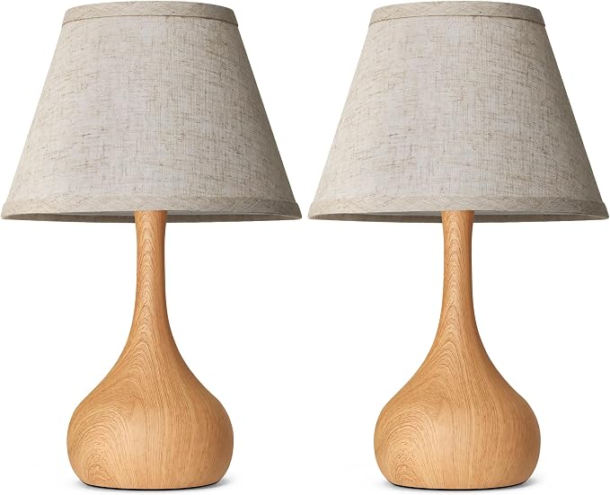 Touch Table Lamp for Bedroom Set of 2, 3-Way Dimmable Bedside Lamp for Nightstand, 17” Rustic Metal Desk Lamp with Linen Shade for Living Room, Kids Reading, Dorm, Home Office Decor, Bulb Included