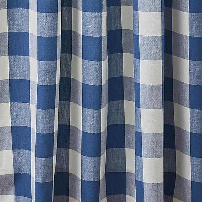 Park Designs China Blue Buffalo Check Swag Pair | Cotton Light Filtering Window Valance Curtains | Rod Pocket Farmhouse Drapes for Kitchen Dining Living Room Country Decor | 72" x 36"
