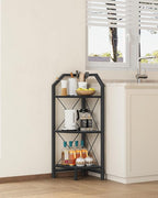 CHOEZON 3-Tier Corner Shelf, Industrial Corner Bookshelf, 35.4" Storage Stand, Plant Stand Display Shelf, Bookcase for Bedroom, Living Room, Home Office, Black TCJ03BB ﻿