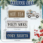 Lineshading 4 Pcs Winter Table Decorations Wooden Snowflake Truck Winter Tiered Tray Decor Christmas Centerpiece Rustic Decorative Truck Block Sign Gift Farmhouse Christmas Decor for Home Kitchen