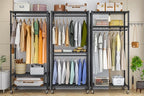 Heavy Duty Rolling Garment Rack, 3 Tiers Wire Shelves Adjustable Freestanding Portable Rolling Clothing Rack with Lockable Wheels, 35.4''L x 15.8''W x 78.8''H, Max Load 420LBS