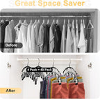 Legging Organizer for Closet, Metal Yoga Pants Hangers 4 Pack w/10 Clips Holds 40 Leggings, Space Saving Hanging Closet Organizer w/Rubber Coated Closet Organizers and Storage, Black