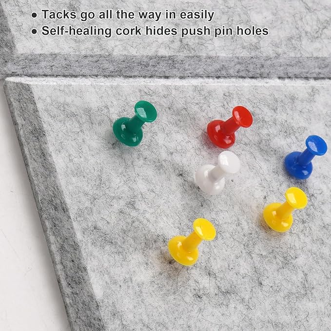 Large Cork Board Alternative 36" X 24" Bulletin Board - 6 Pack Removable Felt Wall Tiles with 15 pushpins, Large Cork Boards for Walls Cork Board for Office Pin Board Tack Board - Silver Gray