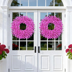 26 Inch Spring Wreaths for Front Door Large Easter Valentines Forsythia Floral Summer Spring Door Wreaths Outdoor All Season Spring Decor for Home Porch Room Window Wall Farmhouse Decor(Rose red)