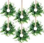 6 Pcs Mini Green Boxwood Candle Rings Wreaths Spring Summer Kitchen Cabinet Swags Wreath 3 Inch Wedding Rings Wreaths Pillar Candle Holder for Wedding Home Door Tabletop Decor