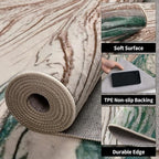 Ciicool Modern Abstract Area Rug 2x3 Washable Small Soft Entryway Rugs, Green Non-Slip Low Pile Throw Swirl Entry Rug, Foldable Kitchen Bathroom Rugs Floor Carpet for Entrance Bedroom Indoor Doormat