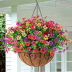 Artificial Fake Hanging Flowers Plants Basket for Outdoor Spring Decoration, Faux Silk Daisy Outside Indoor UV Resistant Look Real Yard Patio Front Porch Garden Balcony Home Decor(Mix3)