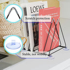 Vinyl Record Holder Storage, 5 Slot Metal Record Stand Magazine Newspaper Album Display Rack Desktop Triangle File Holders for Office Home Black