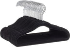 Amazon Basics Kids Velvet, Non-Slip Clothes Hangers for Infant and Toddler, 11.6 in (for baby clothes), Pack of 50, Black