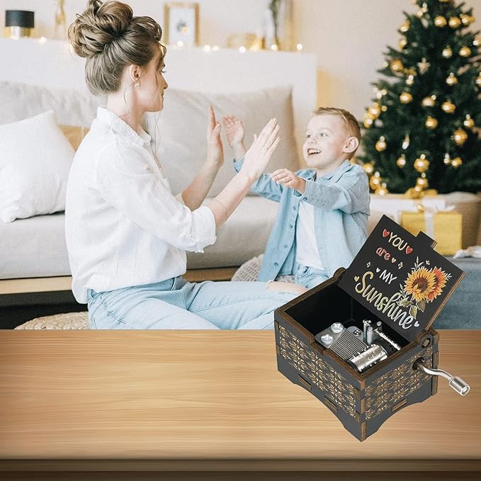Dream Loom You are My Sunshine Music Box, Hand-Cranked Vintage Engraved Mini Color Musical Box Gift for Women Girl Birthday/Christmas/Valentines Day/Thanksgiving/Mother's Day