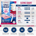 Medium 6 Pack | SPACE MAX Premium Space Saver Vacuum Storage Bags - Save 80% More Storage Space - Reusable, Double Zip Seal & Leak Valve, Includes Travel Hand Pump