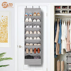 STORAGE MANIAC Over the Door Shoe Organizer Heavy-Duty Large Deep Pocket Hanging Shoe Organizer Shoe Rack Door Closet Shoe Organizer for Wall, Dorm & Narrow Door Storage Shoe Holder Grey, 2 Pack