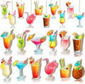 Geelin 36 Pcs Summer Wood Hanging Ornaments for Tree Mini Tree Decorations Hawaiian Beach Wooden Pendant Decorations with String for Luau Party Supplies(Cocktail)