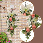 Artificial Floral Swag with Hanging Loop Decoration Spring Wreath Front Door Swag for Birthday Anniversary