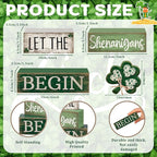 Lineshading 4 Pcs St Patricks Day Table Decor Wooden Shamrocks St Patrick's Day Tiered Tray Decor Irish Centerpiece Green Lucky Shamrocks Block Signs for Saint Patty's Party Home Kitchen