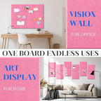 DOLLAR BOSS Large Cork Board for Wall 48" x 36" x 0.5" Pink Bulletin Board 12 Packs Corkboard Tiles Self Adhesive Felt Wall Tiles for Office Home School, Pink