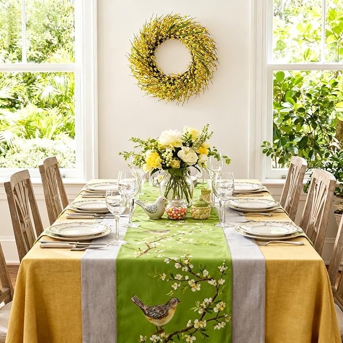 26 Inch Spring Wreaths for Front Door, Large Artificial Forsythia Flowers Wreath, Spring Summer Floral Wreath All Season for Home, Wall, Window, Porch, Wedding, Farmhouse Decor (Yellow)