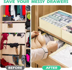 Drawer Clothing Organizer 16-Pack, Beige 3-Size Underwear Drawer Dividers, Fabric Folding Wardrobe Organizer for Baby Clothes, Bras, Underwear, Panties, Belts, Socks, Ties, etc.