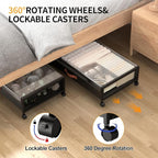 Under Bed Storage Containers with Wheels Large Underbed Shoes Blankets Clothes Toy Storage Drawers for College Dorms Bedrooms Nursery Rooms Organization (Black 2 Pack, 7.5in height(31"x16.6"x7.48"))