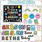 Composition Notebook Classroom Decor, Be The Reason Someone Smiles Today Bulletin Board with Happy Face Apple Rainbow Composition Book Cutouts for Posters Back to School Wall Door Chalkboard Supplies
