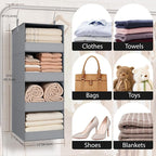 GRANNY SAYS 4-Shelf Hanging Organizer, Closet Hanging Shelves, Closet Hanging Storage Organizers, Organization for Bedroom, Living Room, Baby Nursery, Camper Accessories, Gray, 1-Pack