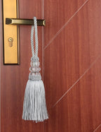 2 Pack Gold and Silver Tassel Key With Loops, Large Handmade Craft, DIY Accessories for Home Decoration (Silver, 2)