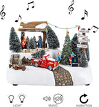 MOMENTS IN TIME Christmas Village Tree Animation Building Home Decor with LED Lights and Christmas Music Battery Operated (not Included)