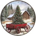 Vintage Round Metal Sign Christmas Trees Tin Sign Funny Wall Decor for Cafe Bar Plub Backyard Home Bedroom 12×12 Inch