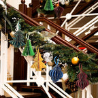 EASY JOY 6 PCS Christmas Honeycomb Paper Ornaments Paper Glitter Edged Small Christmas Tree Ornaments Decorative Hanging Ornaments for New Years Party,Winter Xmas Party,Holiday Home Decor