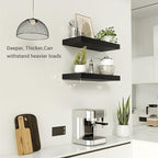Vivelove Black Bathroom Shelves Over Toilet, 16" Floating Shelves, Wall Shelf for Bathroom Bedroom, Living Room, Kitchen, Office Home Decor, Narrow Shelves with Invisible Brackets Set of 2