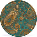 Wall Picture, with Yellow Paisley Pattern Printed Circular Iron Hanging Picture,Wall Art Decor,Home for Bedroom Living Room Bathroom Decor,Iron Painting 11.8X11.8 in