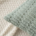 MIULEE Pack of 2 Spring Corduroy Decorative Throw Pillow Covers 12x12 Inch Soft Boho Striped Pillow Covers Modern Farmhouse Home Decor for Summer Sofa Living Room Couch Bed Greyish Green
