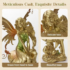 Resin Fairy Statue Elegant Fantasy Decor, Hand-Painted Angel Figurine Graceful Fairy Sculpture for Bookshelf, Mantel, Indoor Outdoor Decor, Thoughtful Gift for Women, Girls (Sitting)