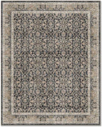Washable 3x5 Entryway Rug, Boho Non-Slip Vintage Distress Small Rugs for Kitchen Nursery Office Bedroom, 0.3" Neutral Oriental Throw Thin Carpet with Cushioning Pad, Black/Brown/Blue/Multi