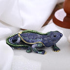Hand Painted Lizard Trinket Box for Home Decor Accents, Enamel Hinged Jewelry Box for Bookshelf Office Table Desk Decoration, Classical Figurine Collectible Keepsake Animal Sculptures (Lizard)