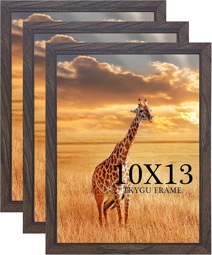 10x13 Picture Frame Set of 3,Wooden Frame walnut 10x13 Wall Gallery Poster Photo frame with Durable Shatter Resistant Plexiglass for Wall Mounting best gift